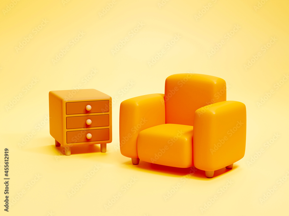 3d comfortable armchair and cabinet 3d comfortable armchair and cabinet