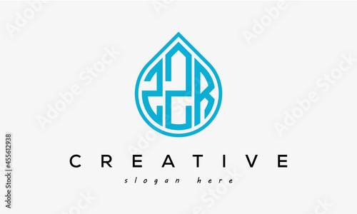 Water drop letter ZZR logo initial template vector