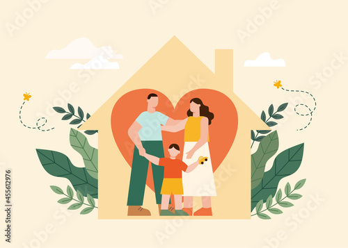 Family care or staying home concept