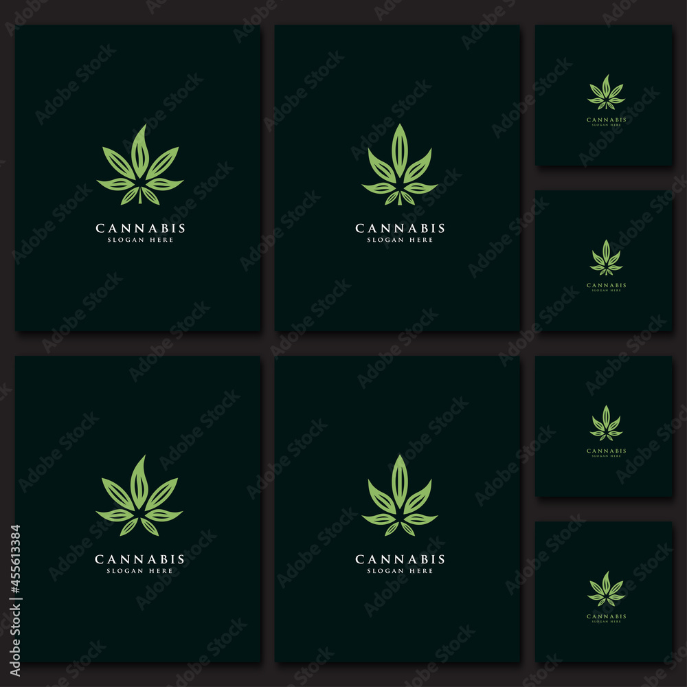 Template Set Cannabis Design Logo health icon