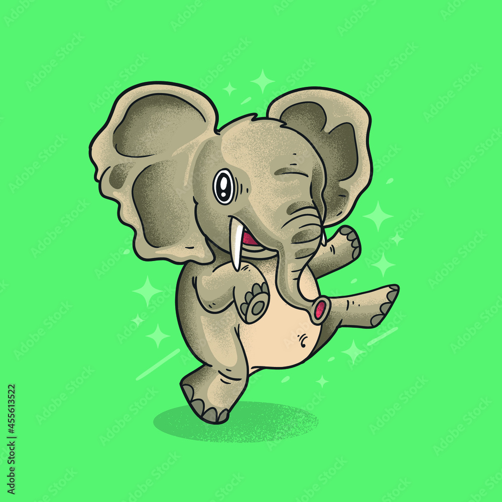 little elephant dance illustration vector grunge style Stock Vector | Adobe  Stock