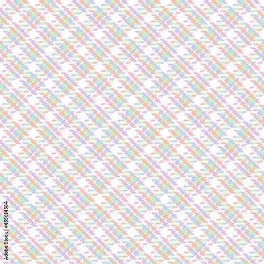 Rainbow Pastel Diagonal Plaid Tartan textured Seamless Pattern Design Rainbow Pastel Diagonal Plaid Tartan textured Seamless Pattern Design