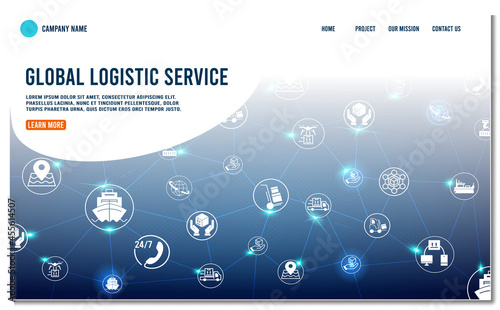 Smart Logistics background with global logistics Warehouse Logistics, Sea Freight Logistics partnership.