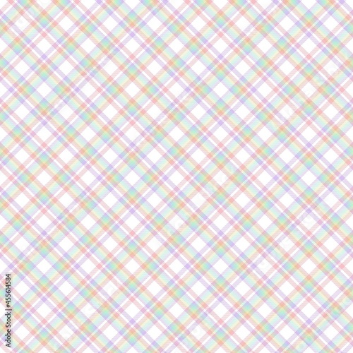 Rainbow Pastel Diagonal Plaid Tartan textured Seamless Pattern Design