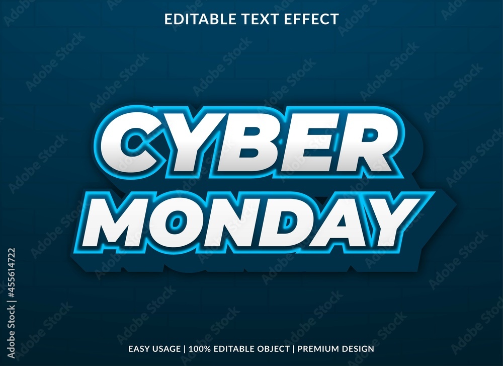 cyber monday text effect editable template use for business logo and brand