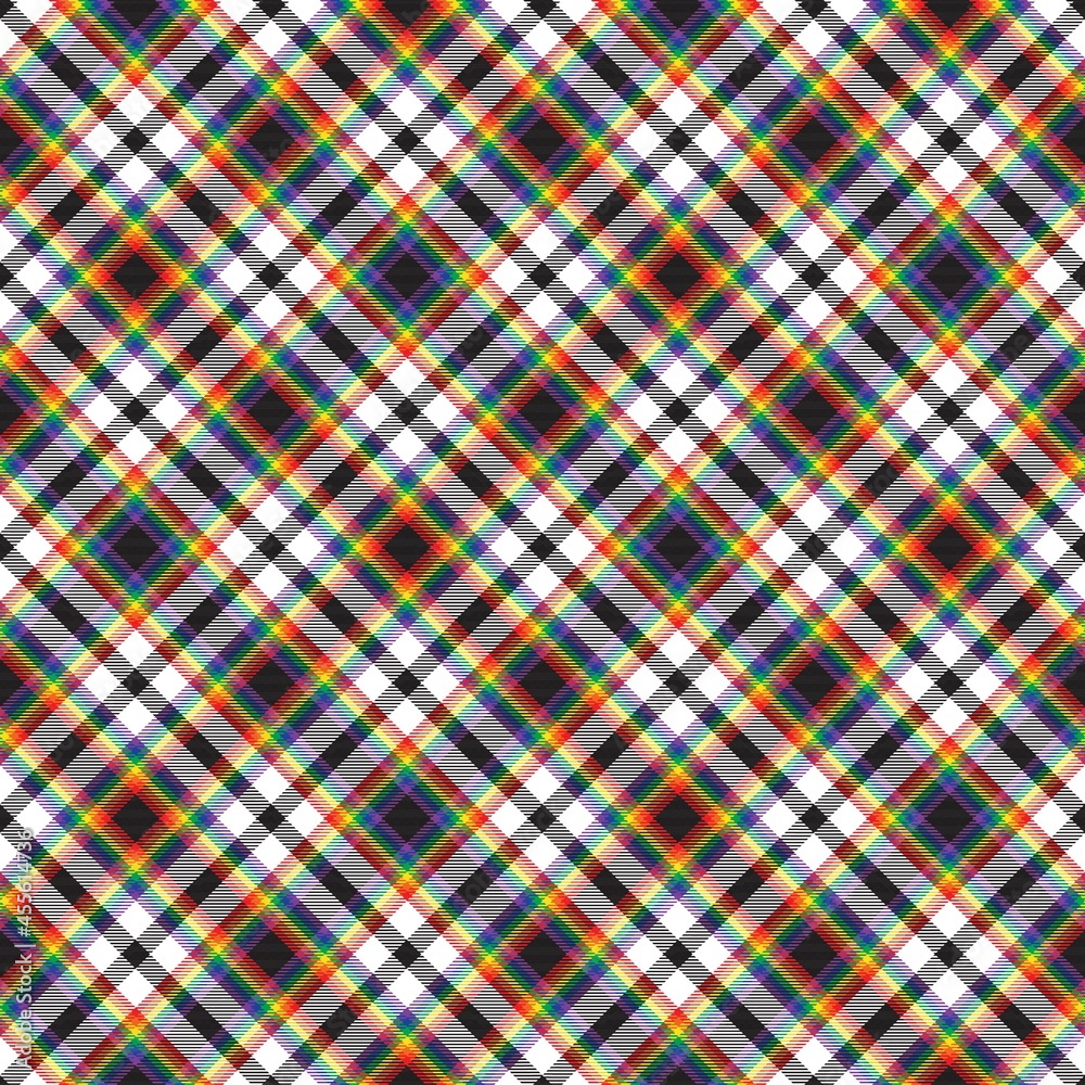 Rainbow Diagonal Plaid Tartan textured Seamless Pattern Design Rainbow Diagonal Plaid Tartan textured Seamless Pattern Design