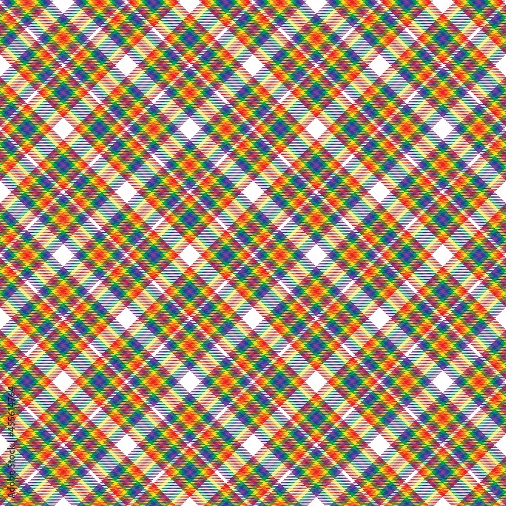 Rainbow Diagonal Plaid Tartan textured Seamless Pattern Design Rainbow Diagonal Plaid Tartan textured Seamless Pattern Design