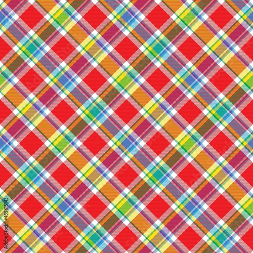 Rainbow Diagonal Plaid Tartan textured Seamless Pattern Design