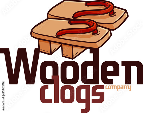 Cute and funny logo for wooden clogs store or company