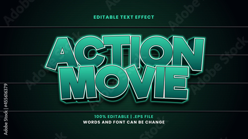 Action movie editable text effect in modern 3d style