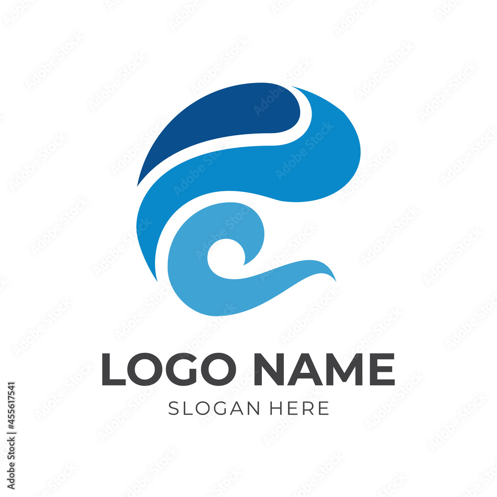 abstract wave logo design with flat blue color style abstract wave logo design with flat blue color style