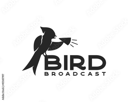 Bird with megaphone logo. bird broadcast logo design template