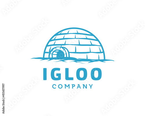 Eskimo Igloo Ice House Globe for Global Freeze Ice logo design template