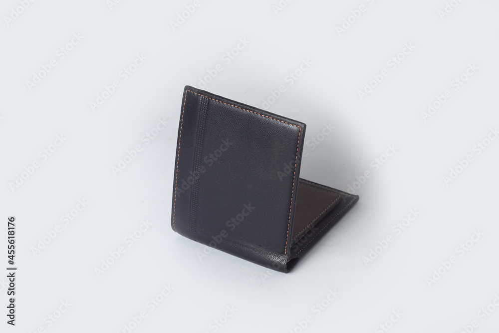 Fashionable black leather men's wallet isolated on white background Fashionable black leather men's wallet isolated on white background