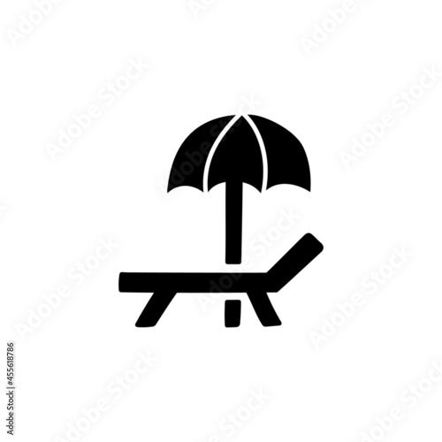 Murais de parede sunbed and umbrella icon in solid black flat shape glyph icon, isolated on white