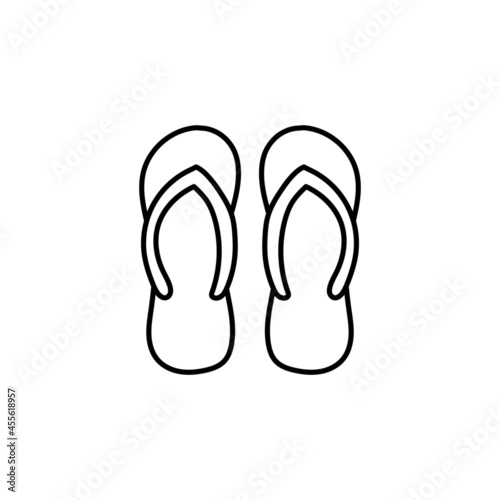 Footwear, slippers icon in flat black line style, isolated on white background 