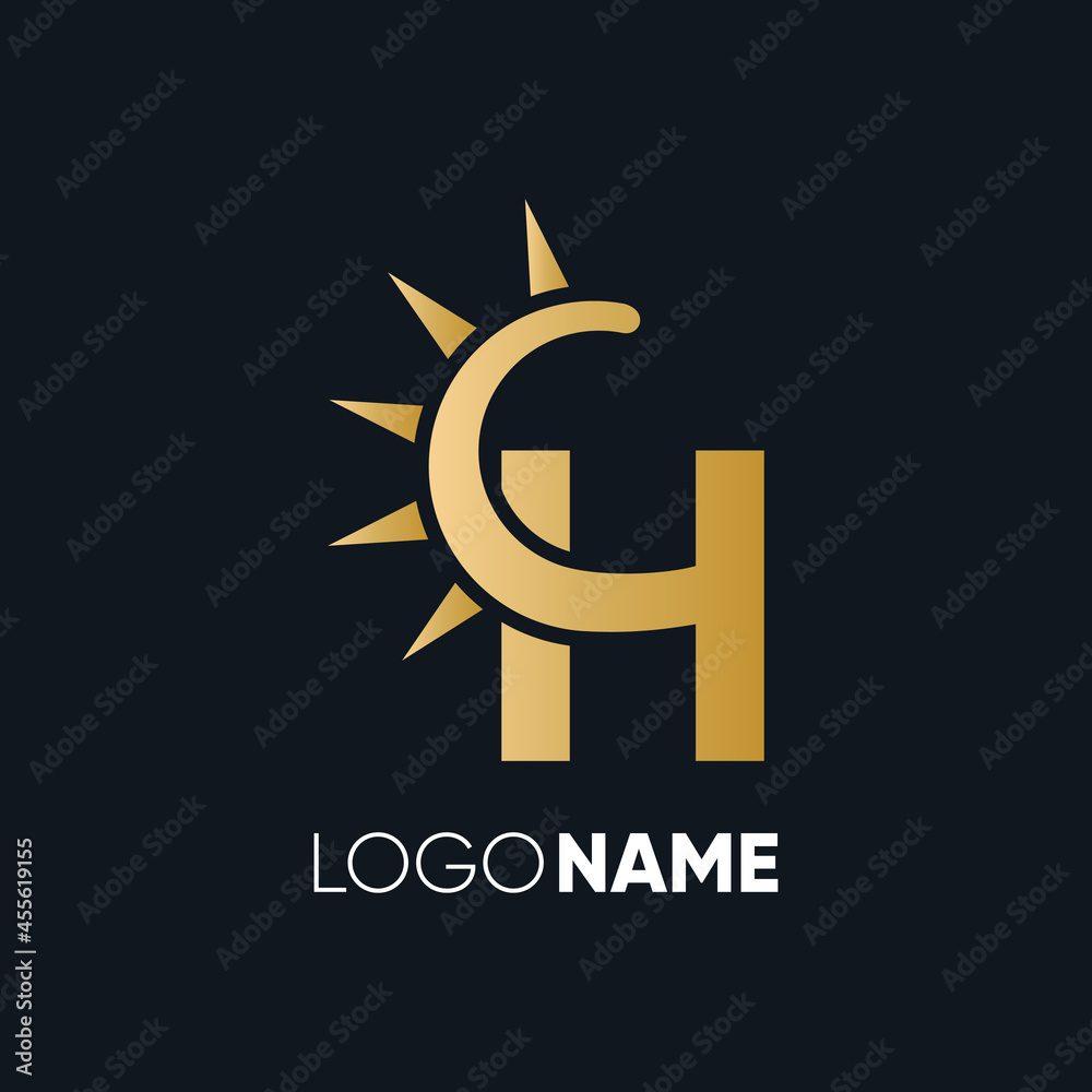 Letter H Sun Logo Design Vector Icon Graphic Illustration Emblem Background Template Letter H Sun Logo Design Vector Icon Graphic Illustration Emblem Background Template
