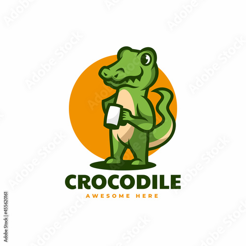Vector Logo Illustration Crocodile Simple Mascot Style.