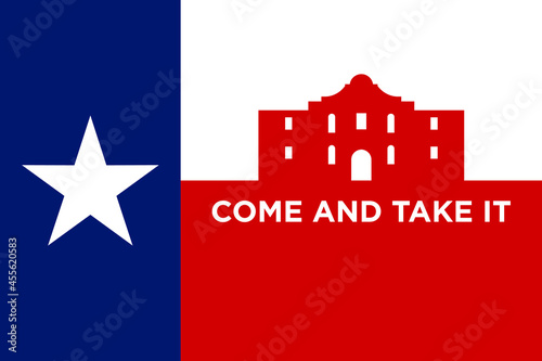 Tela San Antonio, Texas Flag. The Alamo Building. Vector Illustration.