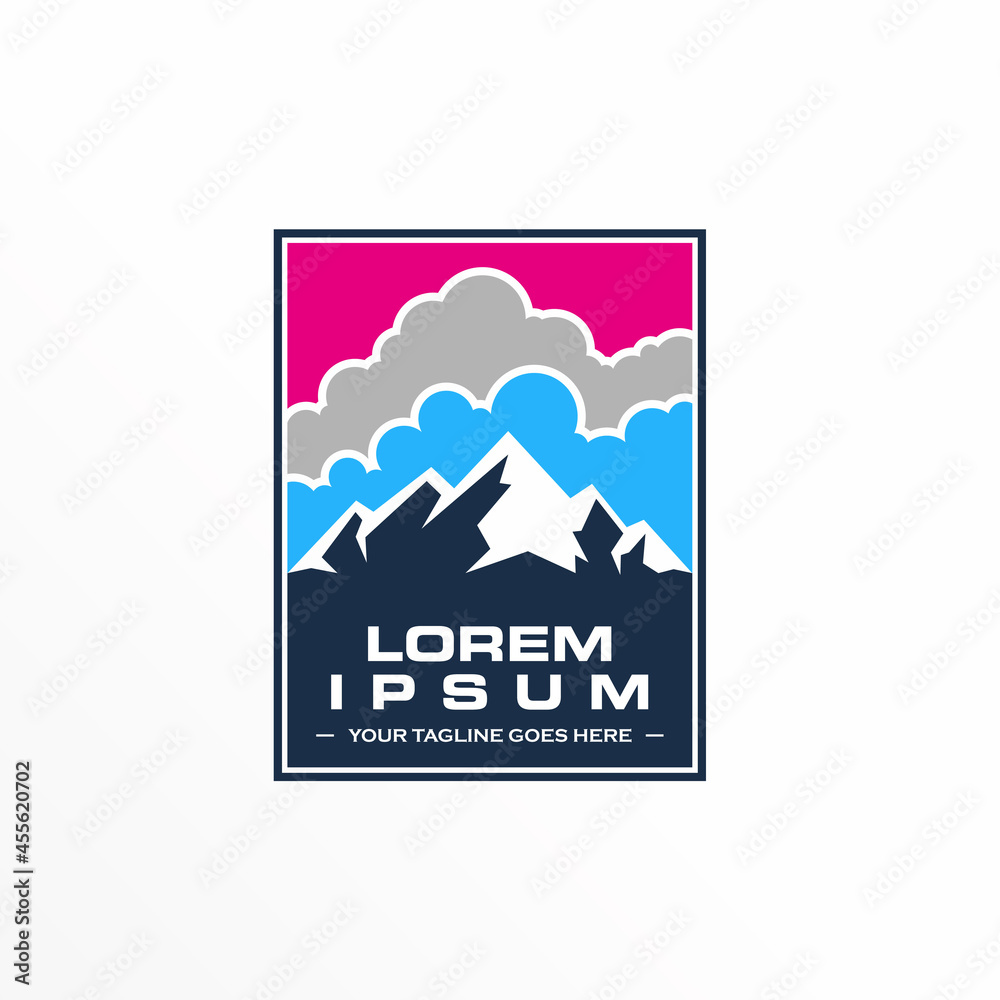 simple Mountain or iceberg with Cloud in square amblem image graphic icon logo design abstract concept vector stock. Can be used as a symbol related to adventure. simple Mountain or iceberg with Cloud in square amblem image graphic icon logo design abstract concept vector stock. Can be used as a symbol related to adventure.