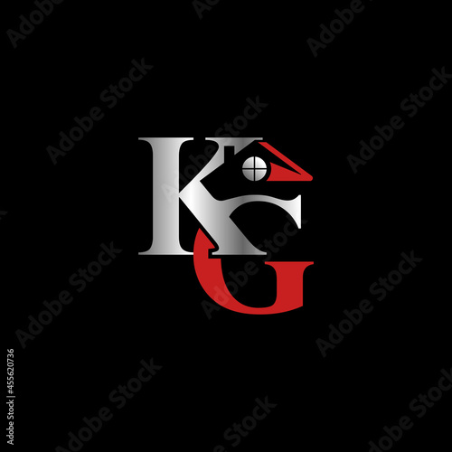 Letter or word KG font with Roof house and ball image graphic icon logo design abstract concept vector stock. Can be used as a symbol related to property or initial.