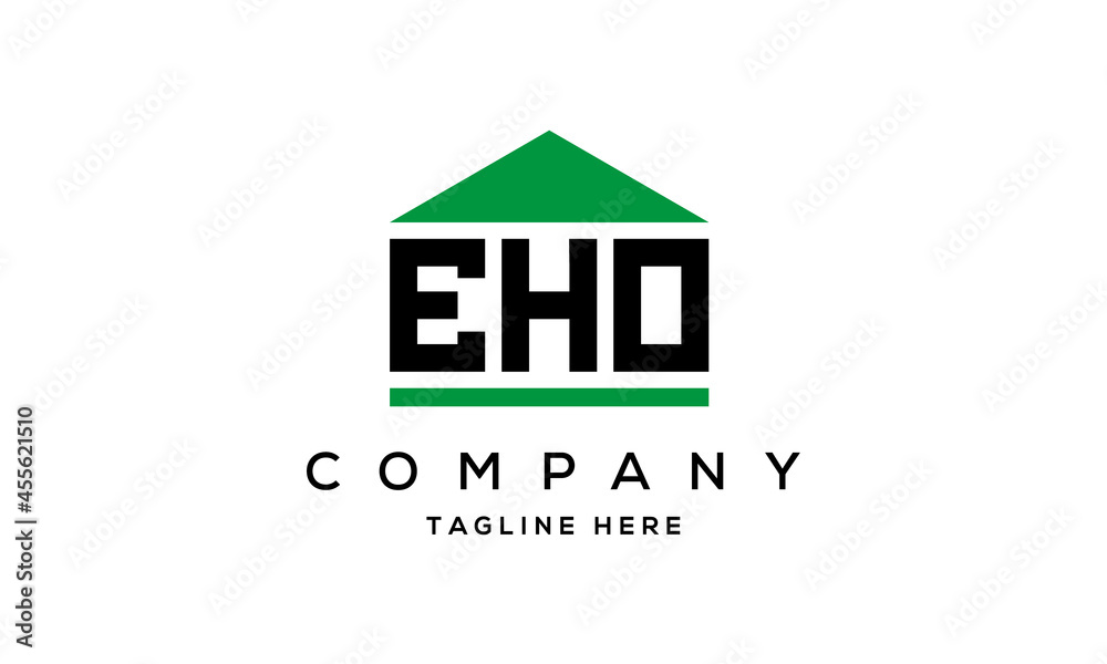 EHO three letter house for real estate logo design EHO three letter house for real estate logo design