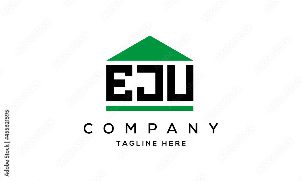 EJU three letter house for real estate logo design