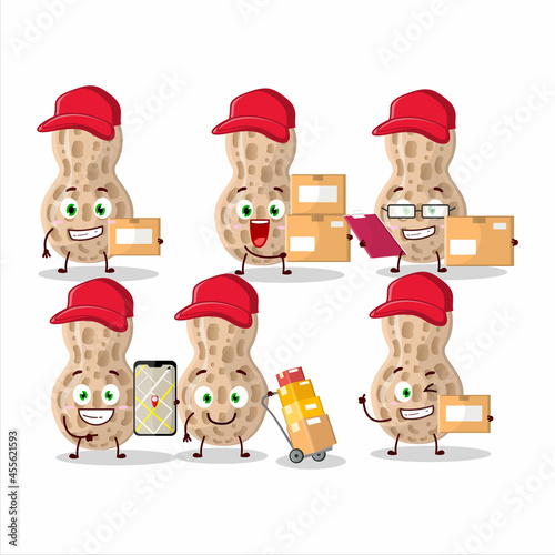 Cartoon character design of peanut working as a courier