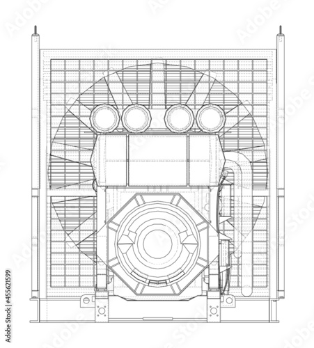 Large industrial diesel generator. Vector