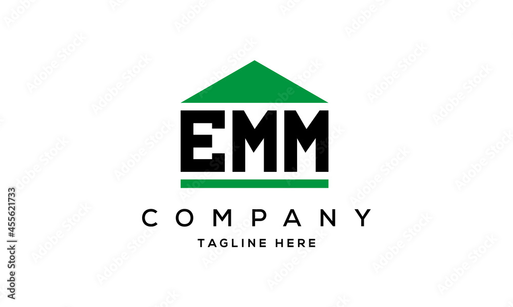 EMM three letter house for real estate logo design