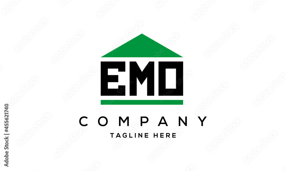 EMO three letter house for real estate logo design EMO three letter house for real estate logo design