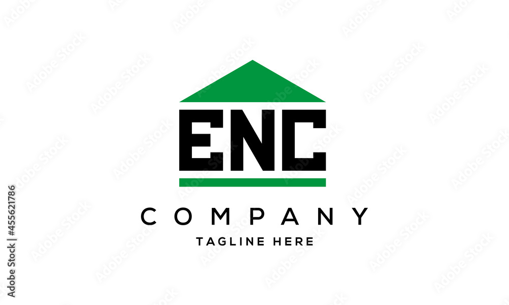 ENC three letter house for real estate logo design