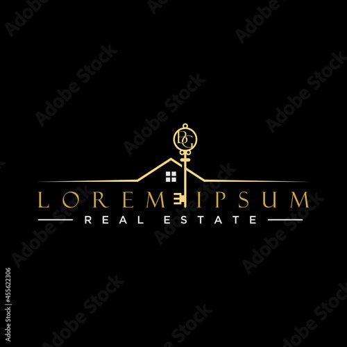 Simple line Roof house with Key image graphic icon logo design abstract concept vector stock. Can be used as a symbol related to property.
