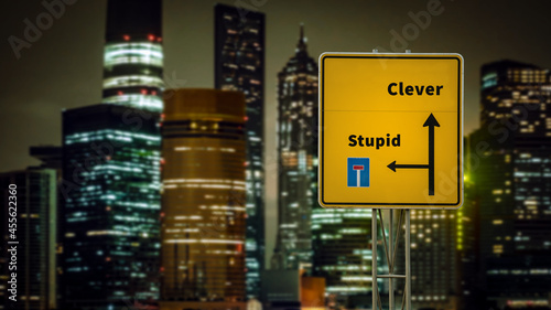 Street Sign Clever versus Stupid photo