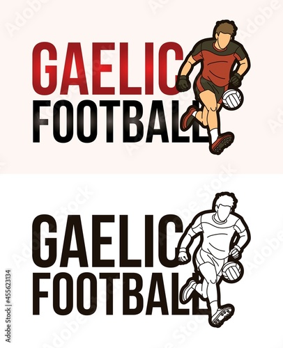 Gaelic Football Text with Sport Player Graphic Vector