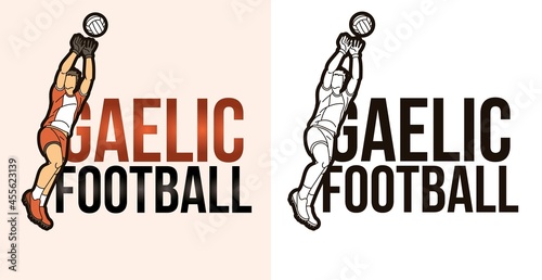 Gaelic Football Text with Sport Player Graphic Vector