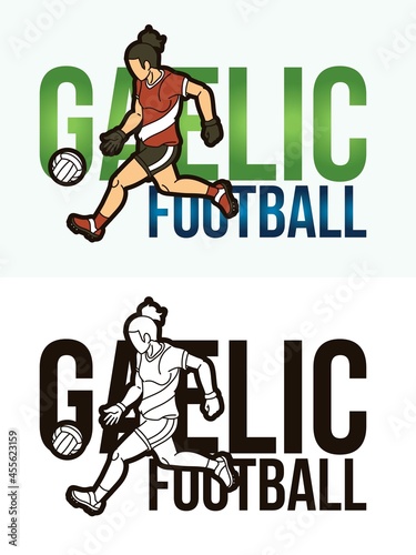 Gaelic Football Text with Sport Player Graphic Vector