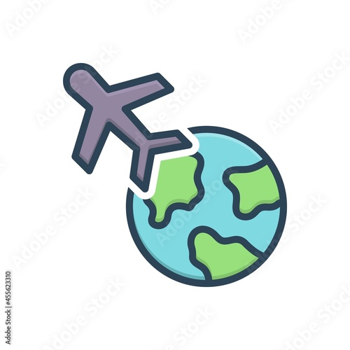 Color illustration icon for abroad
