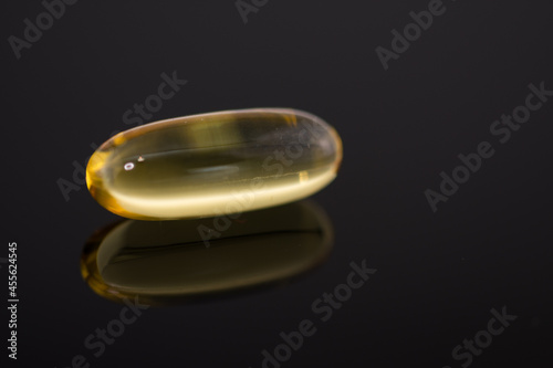 Fish oil in capsules ,transparent gelatine pills