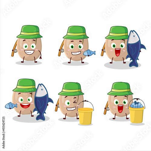 A fisherman pistachios cartoon picture catch a big fish