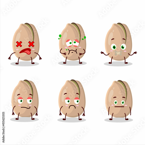 Pistachios cartoon in character with nope expression