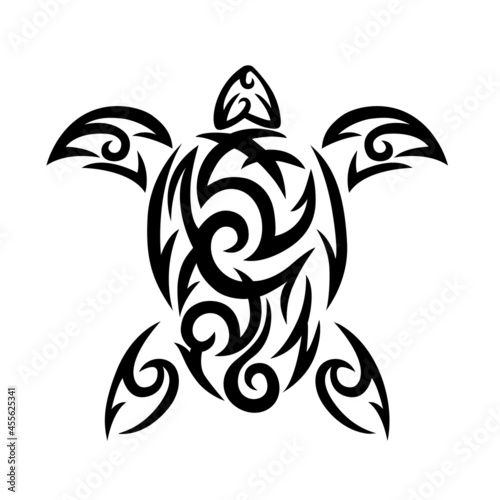 Sea turtle tribal. Maori ethnic style. Simbol or logo. Vector illustration isolated on white