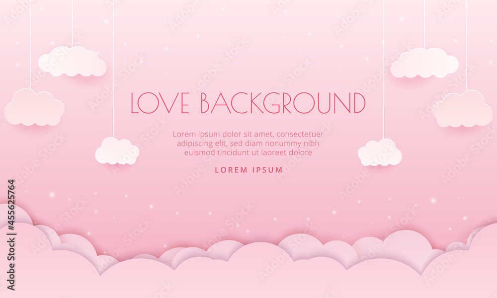 romantic love background with realistic 3d heart, can be used for valentine banner, wedding wallpaper.