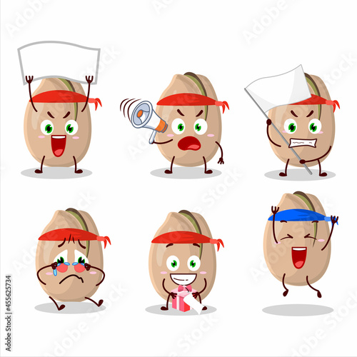 Mascot design style of pistachios character as an attractive supporter