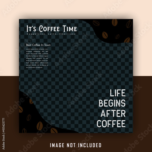 cute brown drink coffee shop social media post template
