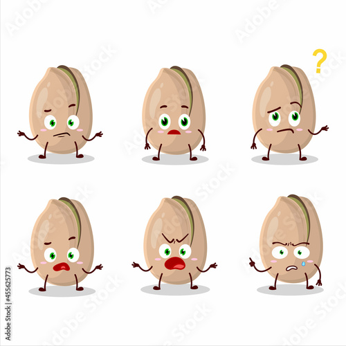 Cartoon character of pistachios with what expression