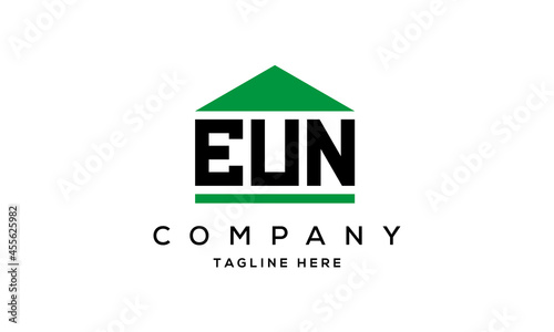 EUN three letter house for real estate logo design