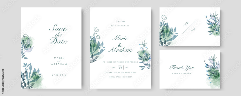 Watercolor floral wedding invitation