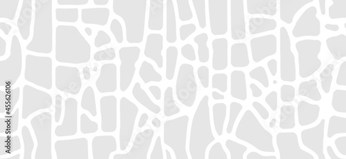 Organic mosaic pattern, ovals figure. Bark structure, round stone. Abstract wallpaper, seamless texture. White spots on light background. Printing on ceramic tiles. Vector illustration