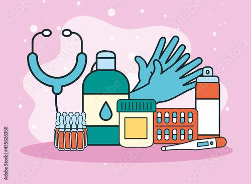 stethoscope and medicaments